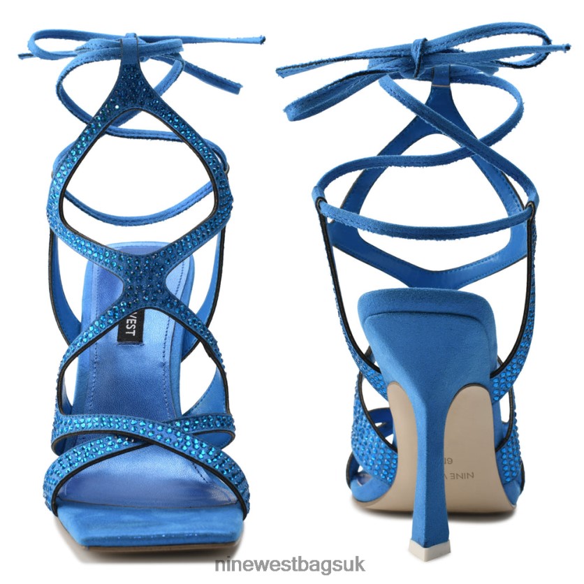 Nine West Alanah Ankle Wrap Heeled Sandals RFX40B488 - Nine West Bags UK Blue