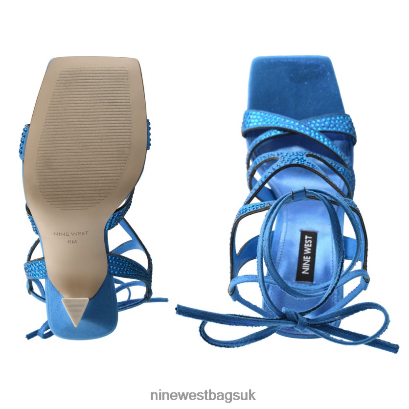 Nine West Alanah Ankle Wrap Heeled Sandals RFX40B488 - Nine West Bags UK Blue