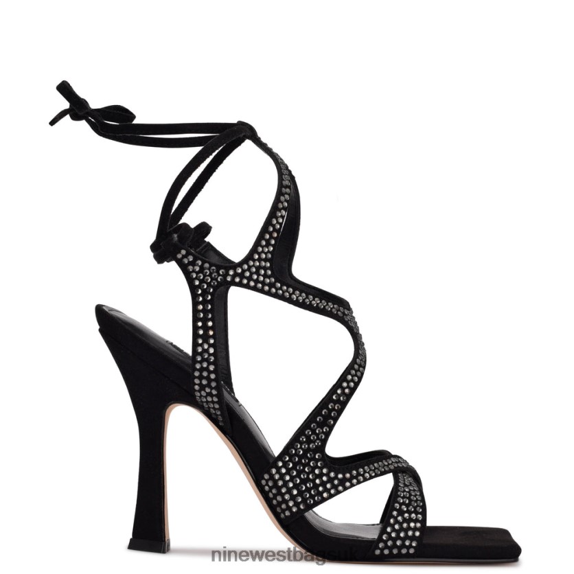 Nine West Alanah Ankle Wrap Heeled Sandals RFX40B489 - Nine West UK Black