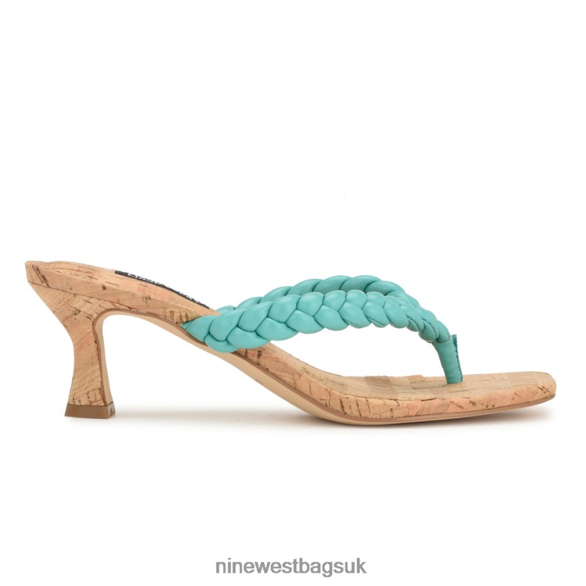 Nine West Angel Heeled Slide Sandals RFX40B1083 - Nine West UK Sale Aqua Blue