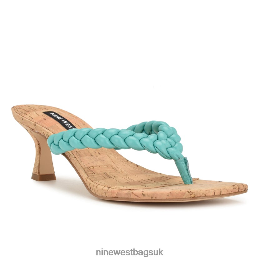Nine West Angel Heeled Slide Sandals RFX40B1083 - Nine West UK Sale Aqua Blue