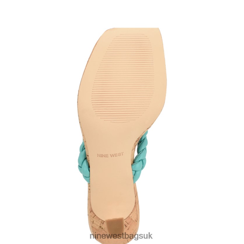 Nine West Angel Heeled Slide Sandals RFX40B1083 - Nine West UK Sale Aqua Blue