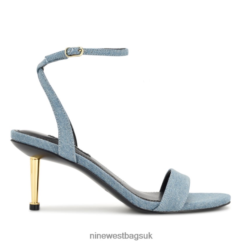 Nine West Anny Ankle Strap Heeled Sandals RFX40B1728 - Nine West Bags UK Blue Denim Fabric