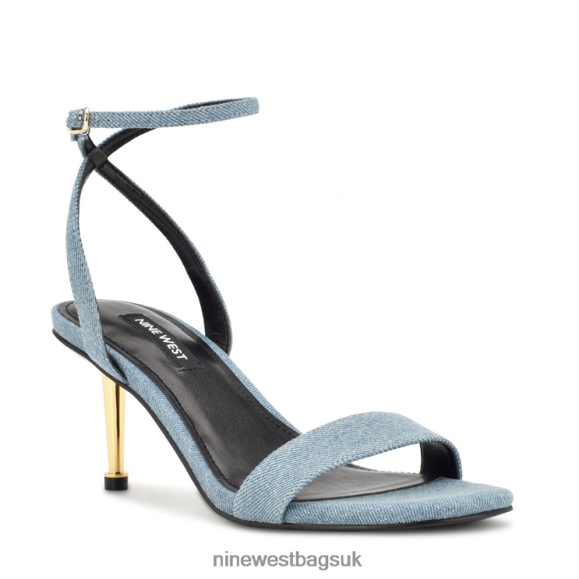 Nine West Anny Ankle Strap Heeled Sandals RFX40B1728 - Nine West Bags UK Blue Denim Fabric