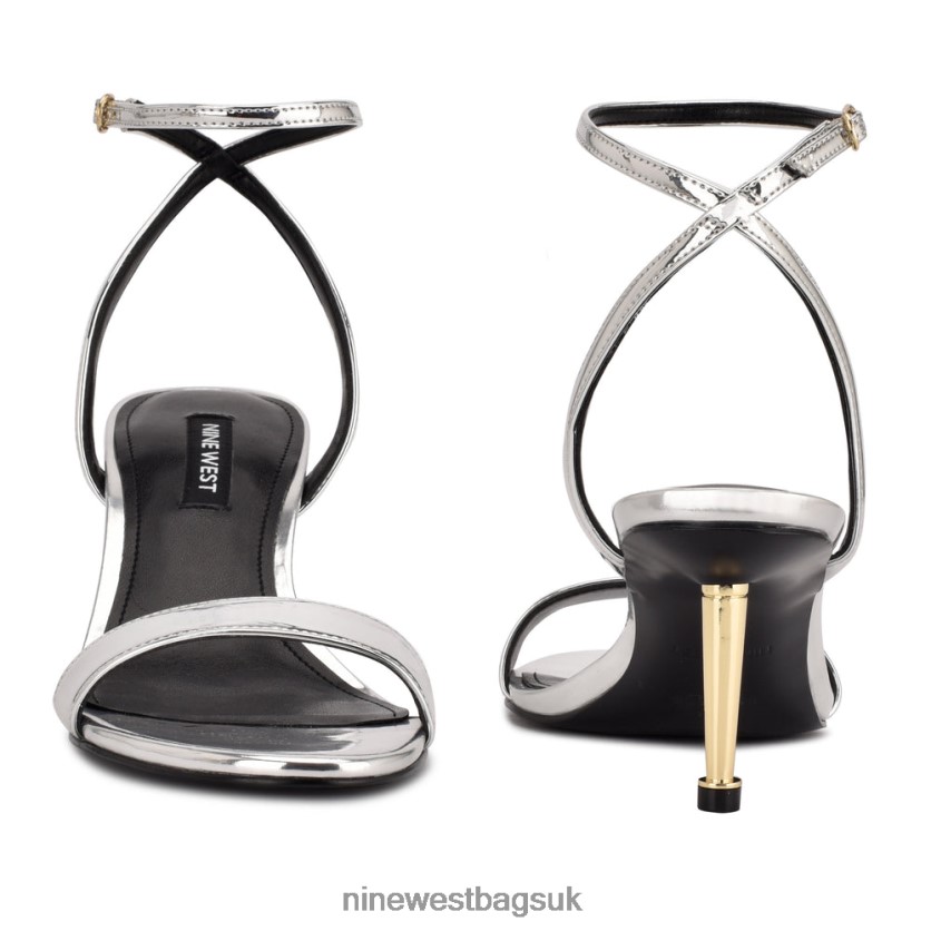 Nine West Anny Ankle Strap Heeled Sandals RFX40B1864 - Nine West Bags UK Silver Mirror Metallic