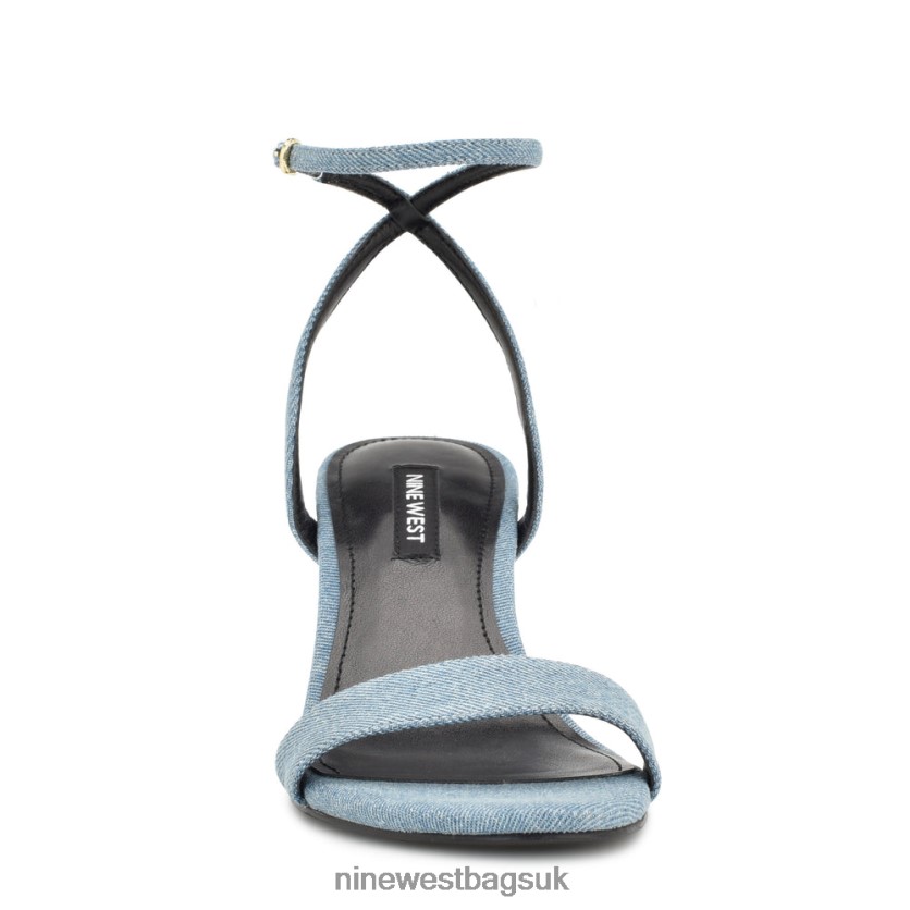 Nine West Anny Ankle Strap Heeled Sandals RFX40B206 - Nine West Sandals UK Blue Denim Fabric