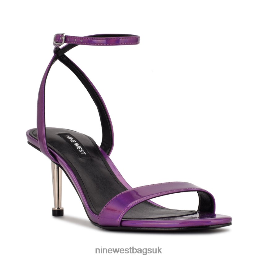 Nine West Anny Ankle Strap Heeled Sandals RFX40B457 - Nine West UK Purple Mirror Metallic