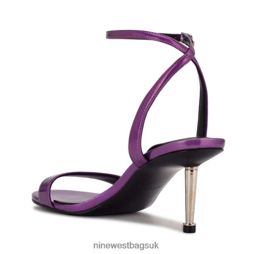 Nine West Anny Ankle Strap Heeled Sandals RFX40B457 - Nine West UK Purple Mirror Metallic