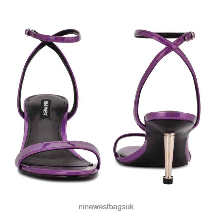 Nine West Anny Ankle Strap Heeled Sandals RFX40B457 - Nine West UK Purple Mirror Metallic