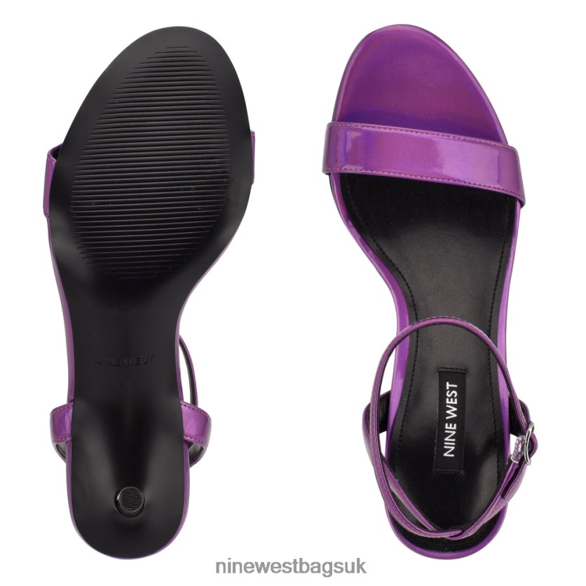 Nine West Anny Ankle Strap Heeled Sandals RFX40B457 - Nine West UK Purple Mirror Metallic