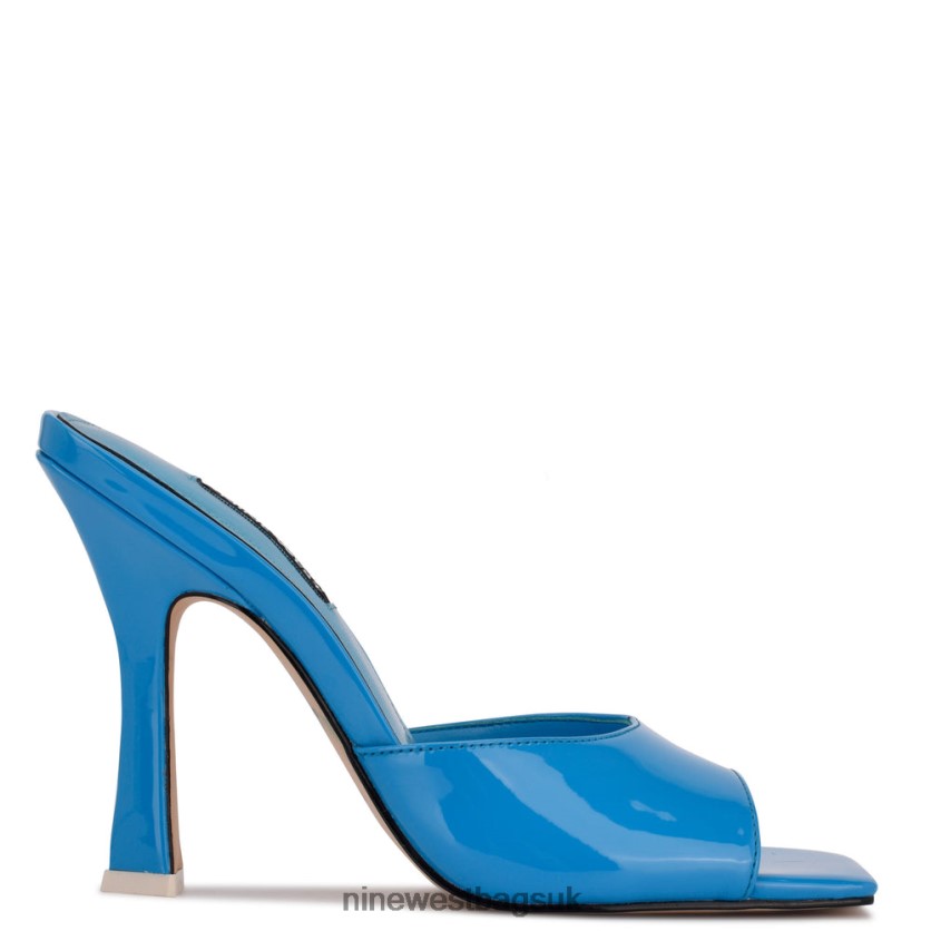 Nine West Aurea Heeled Slide Sandals RFX40B502 - Nine West Sandals UK Blue Patent