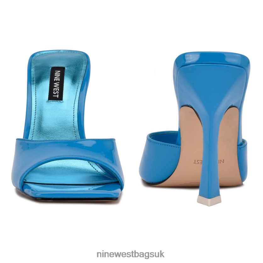 Nine West Aurea Heeled Slide Sandals RFX40B502 - Nine West Sandals UK Blue Patent