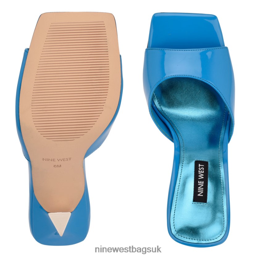 Nine West Aurea Heeled Slide Sandals RFX40B502 - Nine West Sandals UK Blue Patent