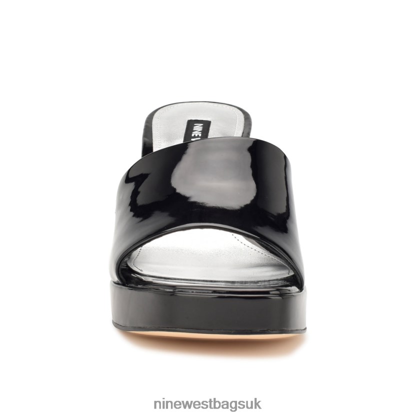 Nine West Beez Platform Sandals RFX40B158 - Nine West Sandals UK Black Patent