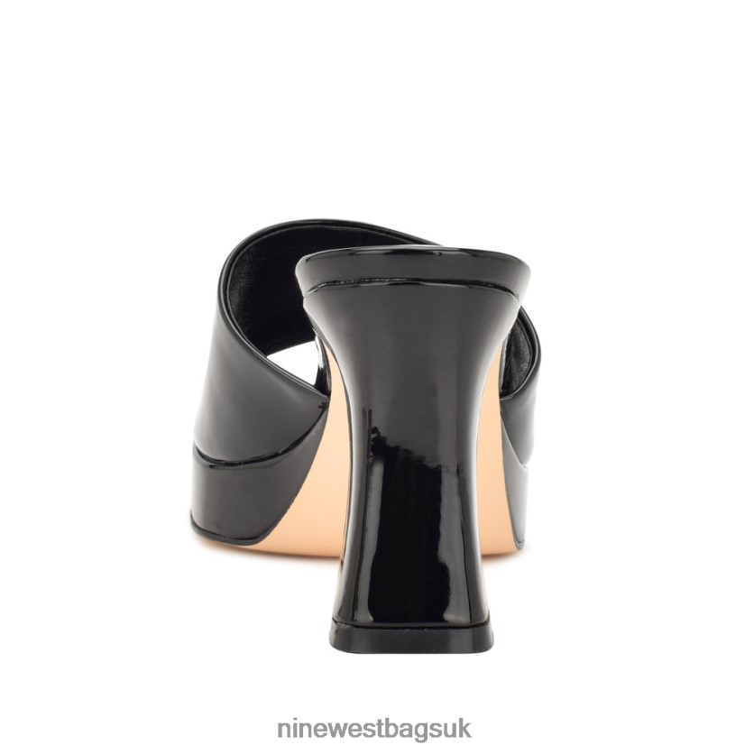 Nine West Beez Platform Sandals RFX40B1710 - Nine West Sandals UK Black Patent