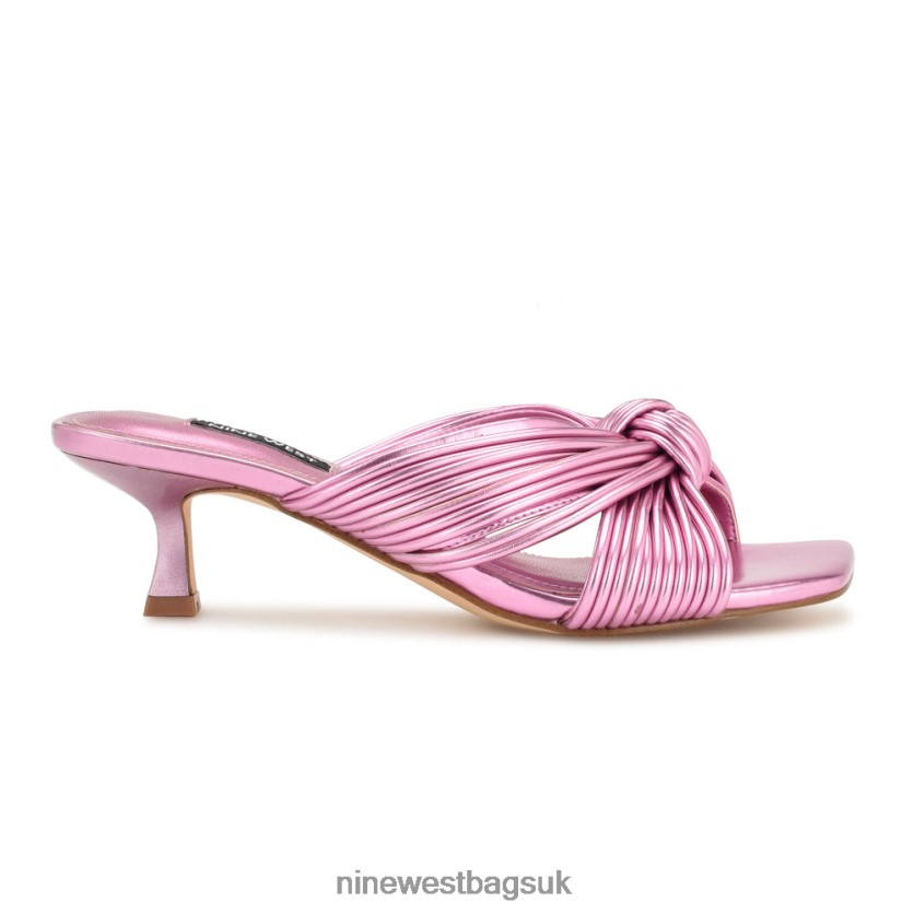 Nine West Dafidil Heeled Slide Sandals RFX40B219 - Nine West UK Sale Pink Metallic