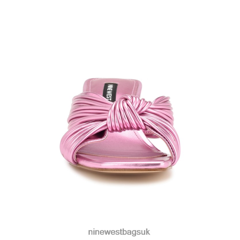 Nine West Dafidil Heeled Slide Sandals RFX40B219 - Nine West UK Sale Pink Metallic