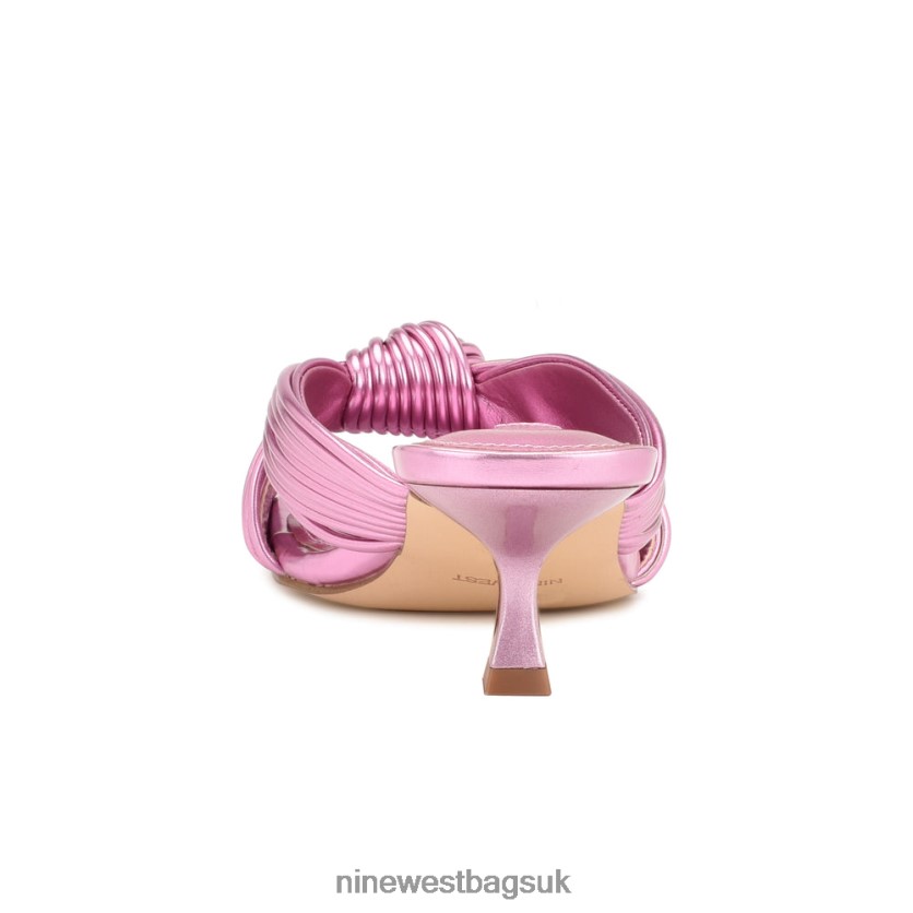 Nine West Dafidil Heeled Slide Sandals RFX40B219 - Nine West UK Sale Pink Metallic