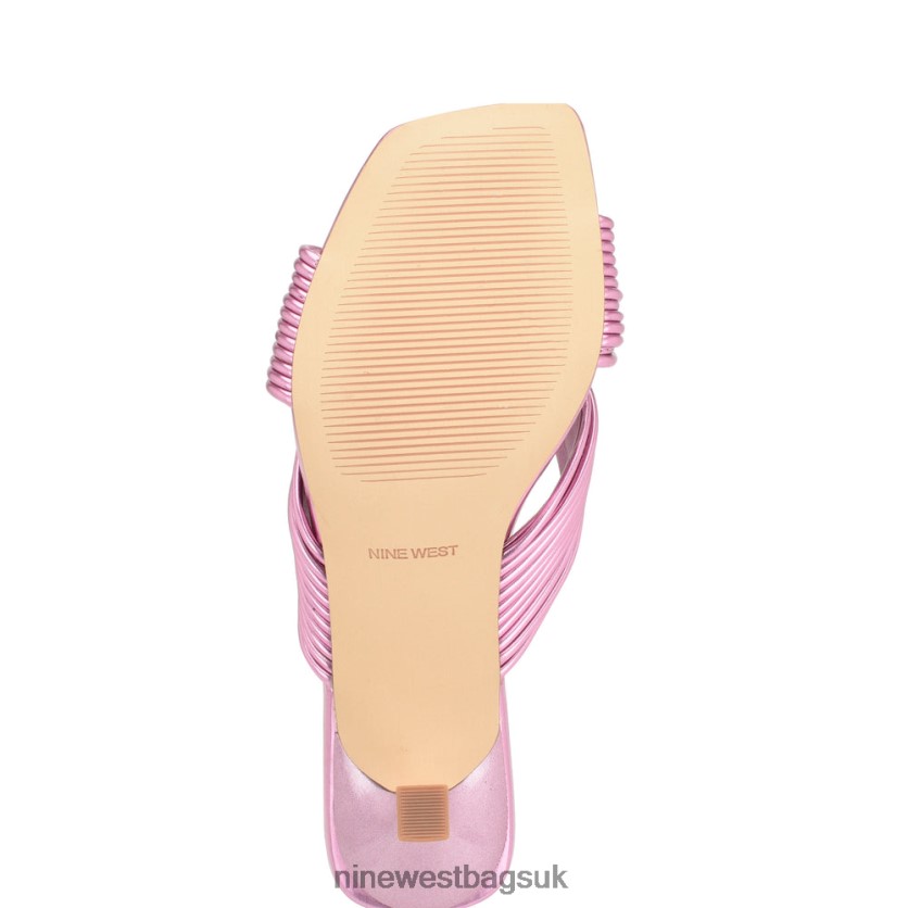 Nine West Dafidil Heeled Slide Sandals RFX40B219 - Nine West UK Sale Pink Metallic