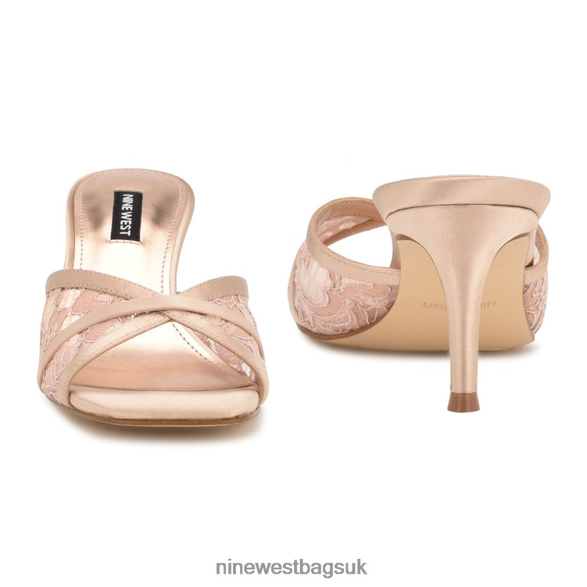 Nine West Dainty Heeled Slide Sandals RFX40B241 - Nine West UK Barely Nude Lace