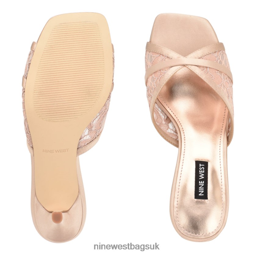 Nine West Dainty Heeled Slide Sandals RFX40B241 - Nine West UK Barely Nude Lace