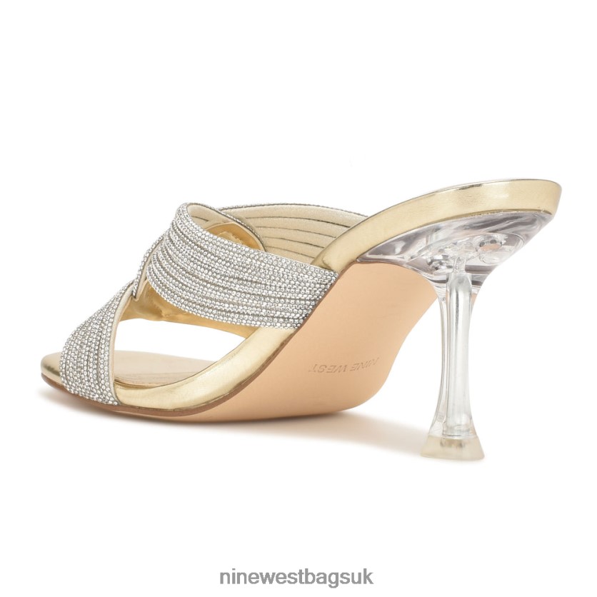 Nine West Dancy Heeled Slide Sandals RFX40B373 - Nine West UK Gold Crystal