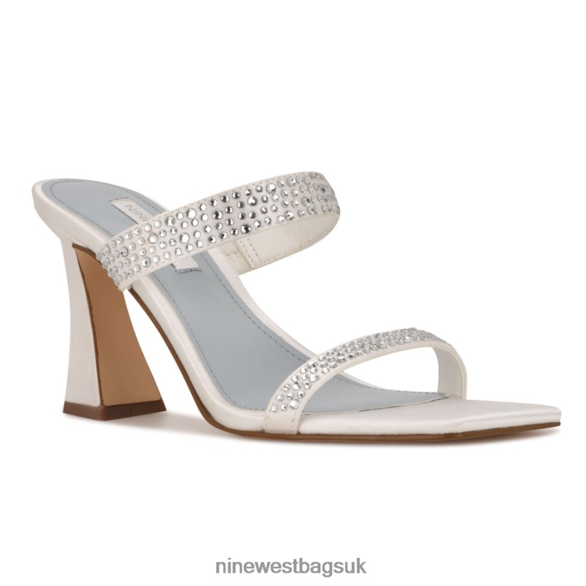 Nine West Darla Heeled Slide Sandals RFX40B636 - Nine West Bags UK White Satin