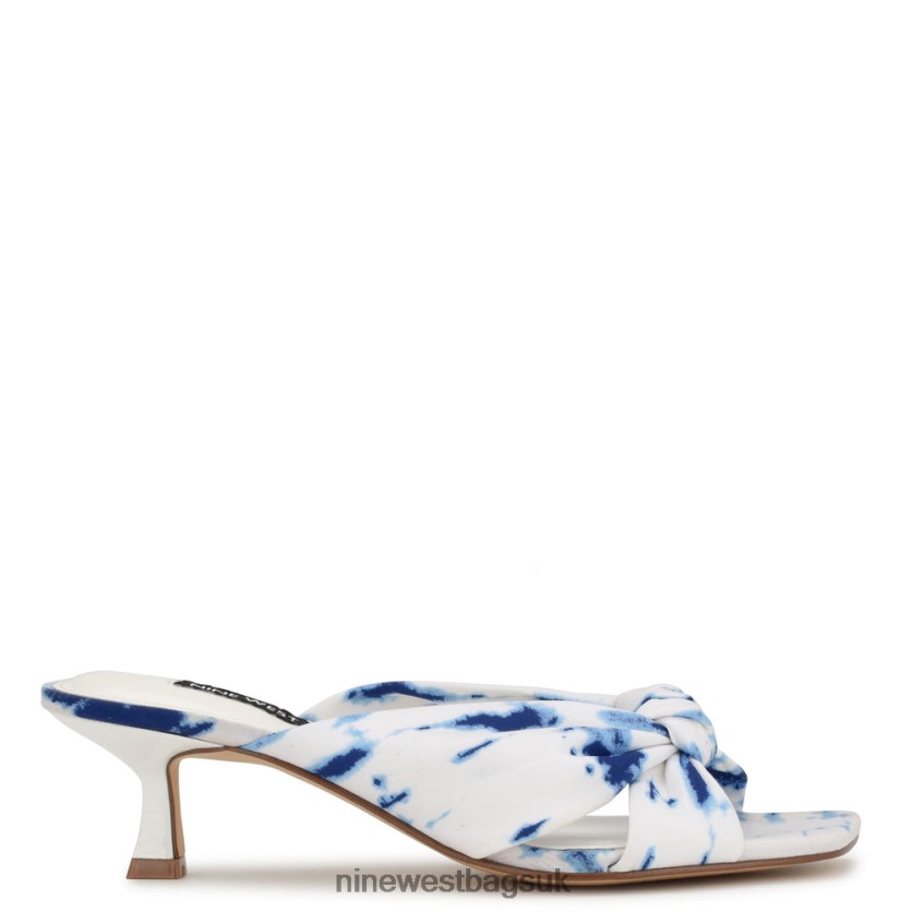 Nine West Dipa Heeled Slide Sandals RFX40B272 - Nine West Bags UK White/Blue Tie Dye