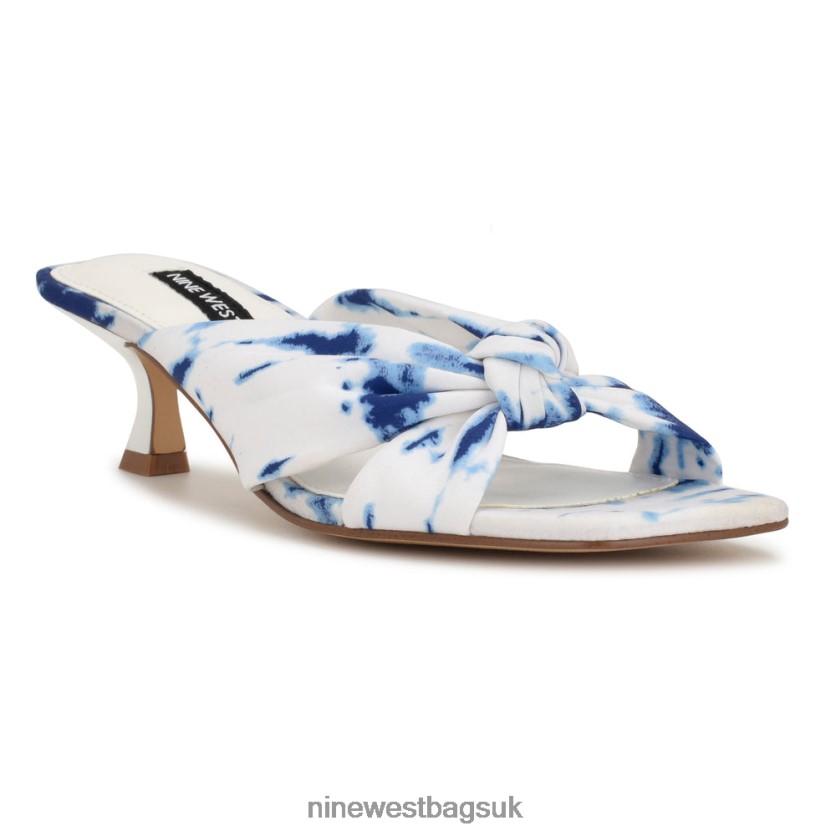 Nine West Dipa Heeled Slide Sandals RFX40B272 - Nine West Bags UK White/Blue Tie Dye