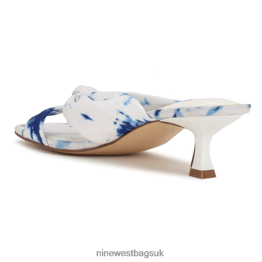 Nine West Dipa Heeled Slide Sandals RFX40B272 - Nine West Bags UK White/Blue Tie Dye