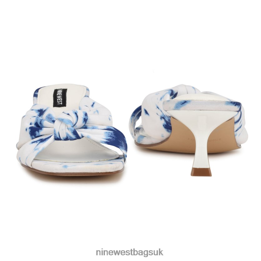 Nine West Dipa Heeled Slide Sandals RFX40B272 - Nine West Bags UK White/Blue Tie Dye