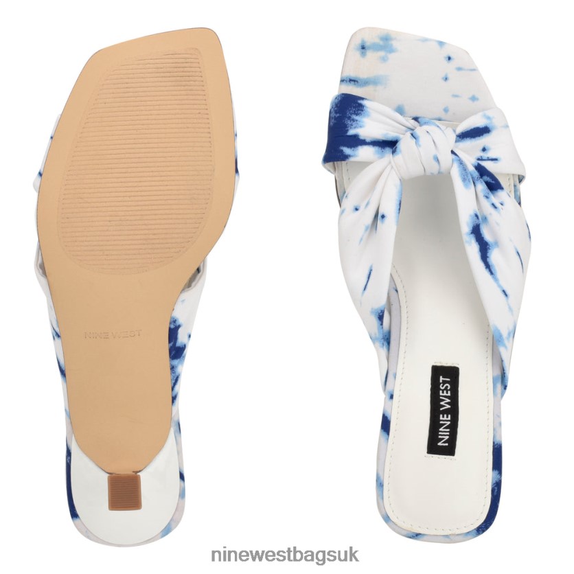 Nine West Dipa Heeled Slide Sandals RFX40B272 - Nine West Bags UK White/Blue Tie Dye