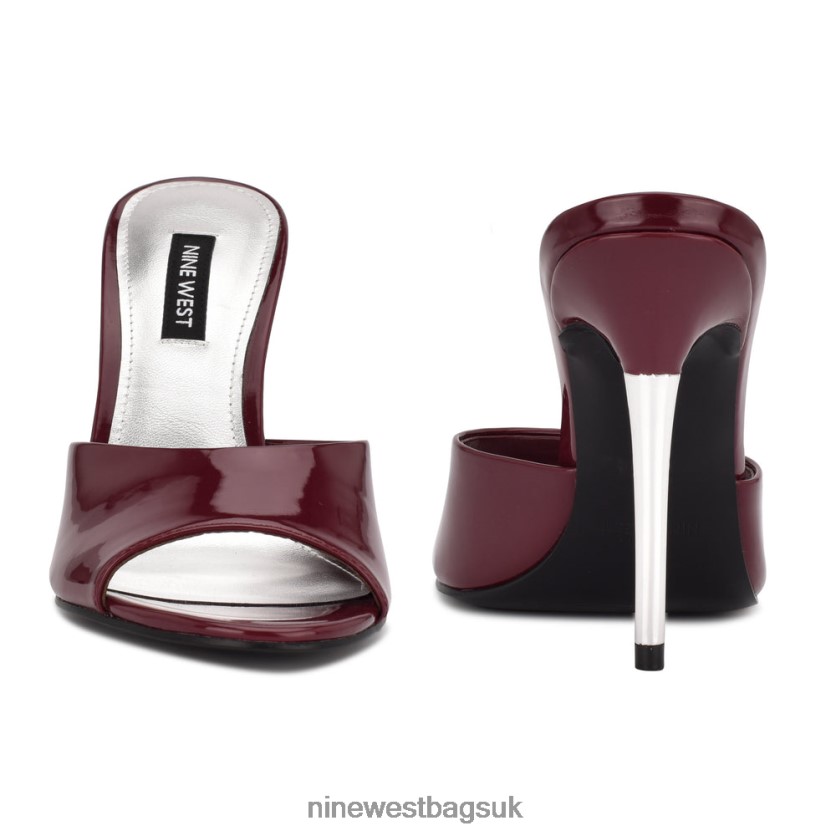 Nine West Divas Heeled Slide Sandals RFX40B475 - Nine West UK Sale Dark Plum Patent