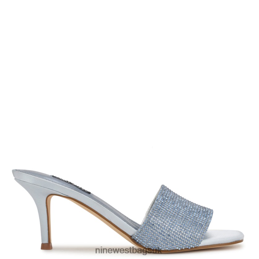 Nine West Donnah Rhinestone Heeled Slide Sandals RFX40B238 - Nine West Sandals UK Powder Blue