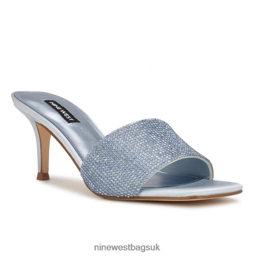 Nine West Donnah Rhinestone Heeled Slide Sandals RFX40B238 - Nine West Sandals UK Powder Blue