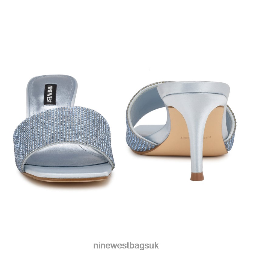 Nine West Donnah Rhinestone Heeled Slide Sandals RFX40B238 - Nine West Sandals UK Powder Blue