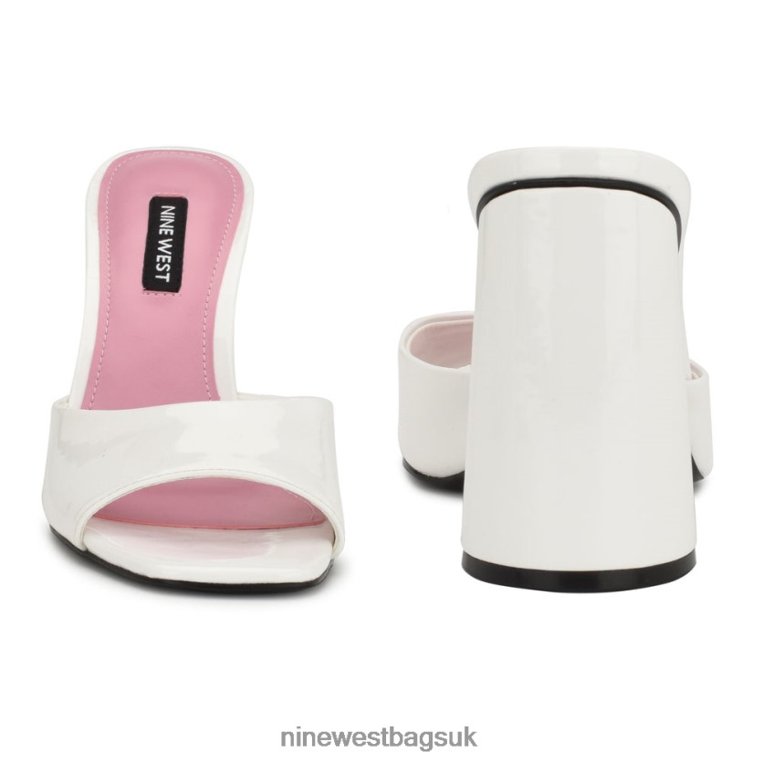Nine West Excit Heeled Slide Sandals RFX40B300 - Nine West Bags UK White Patent