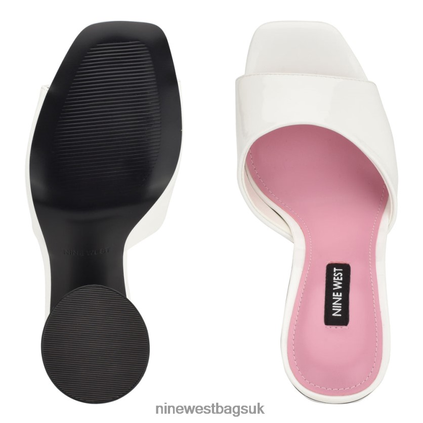 Nine West Excit Heeled Slide Sandals RFX40B300 - Nine West Bags UK White Patent