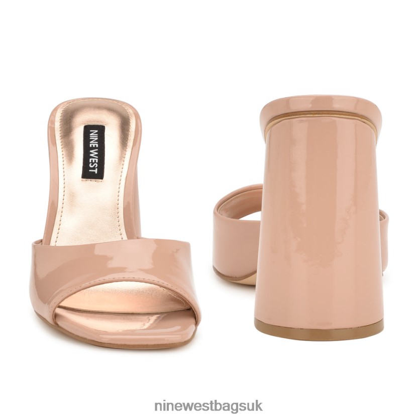 Nine West Excit Heeled Slide Sandals RFX40B304 - Nine West Bags UK Barely Nude Patent