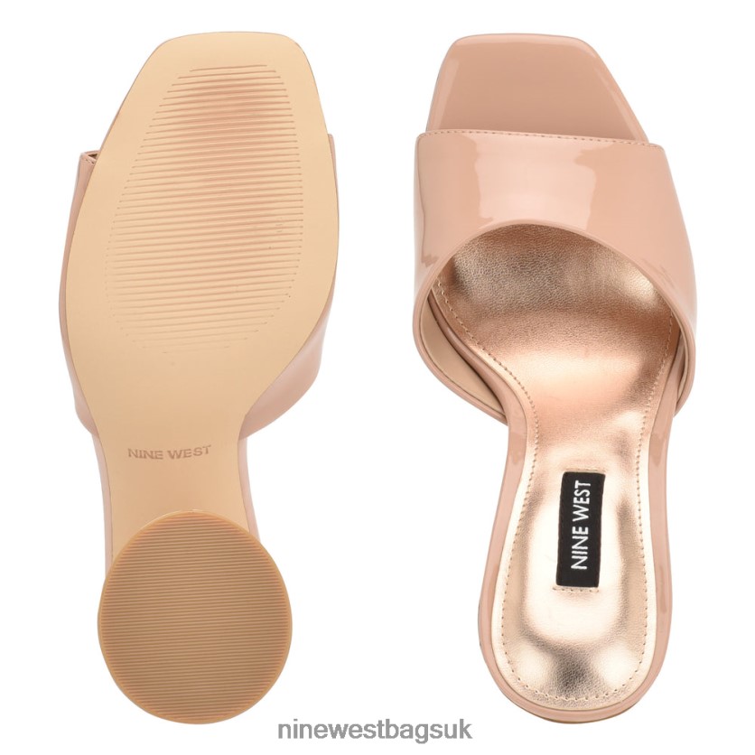 Nine West Excit Heeled Slide Sandals RFX40B304 - Nine West Bags UK Barely Nude Patent