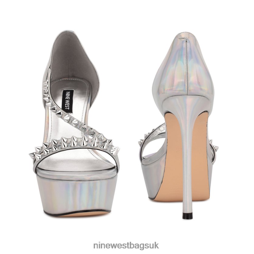 Nine West Fabla Platform Sandals RFX40B383 - Nine West UK Sale Silver Iridescent