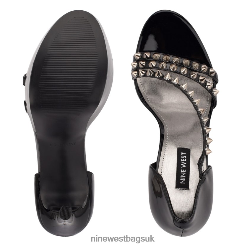 Nine West Fabla Platform Sandals RFX40B385 - Nine West UK Black Patent