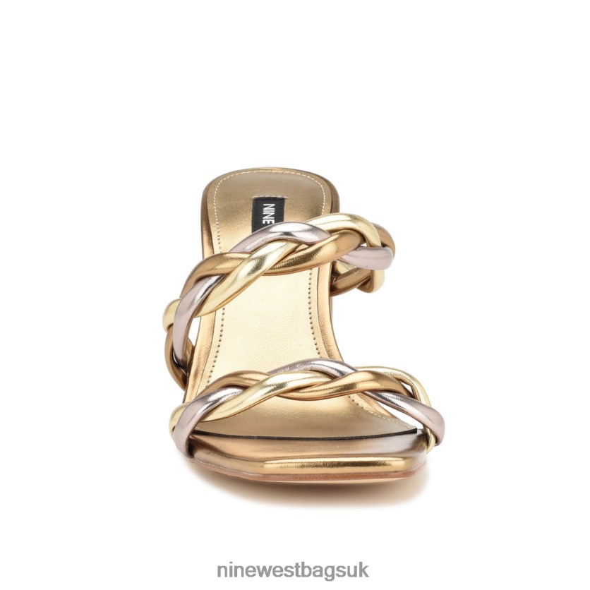Nine West Garita Block Heel Sandals RFX40B226 - Nine West Sandals UK Gold Multi