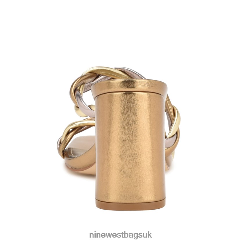 Nine West Garita Block Heel Sandals RFX40B226 - Nine West Sandals UK Gold Multi