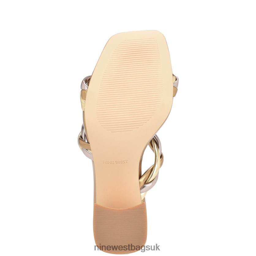 Nine West Garita Block Heel Sandals RFX40B226 - Nine West Sandals UK Gold Multi