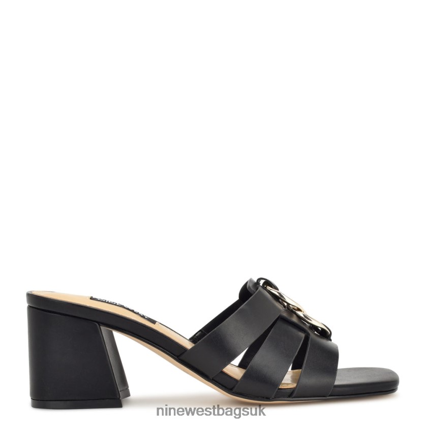 Nine West Gipper Heeled Slide Sandals RFX40B250 - Nine West Sandals UK Black
