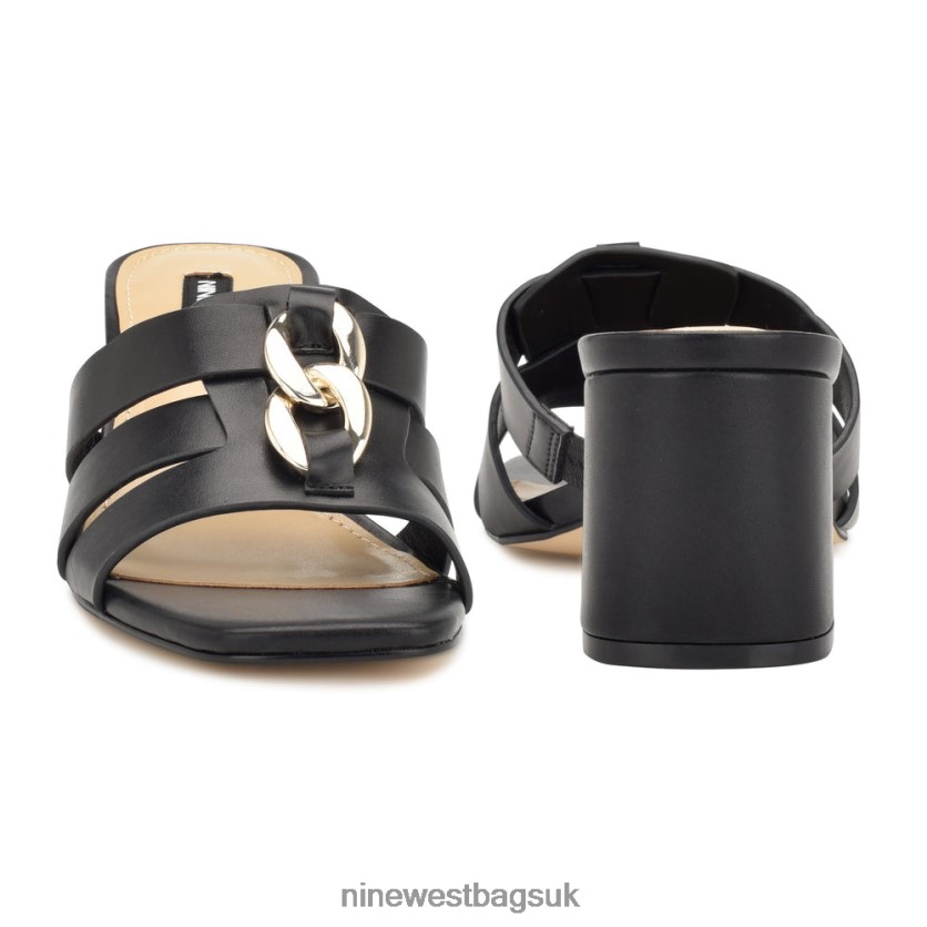 Nine West Gipper Heeled Slide Sandals RFX40B250 - Nine West Sandals UK Black