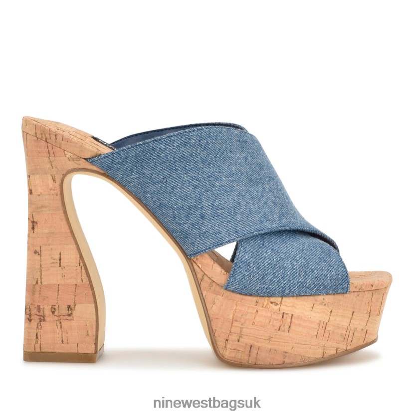 Nine West Girlz Platform Sandals RFX40B178 - Nine West Sandals UK Blue Denim