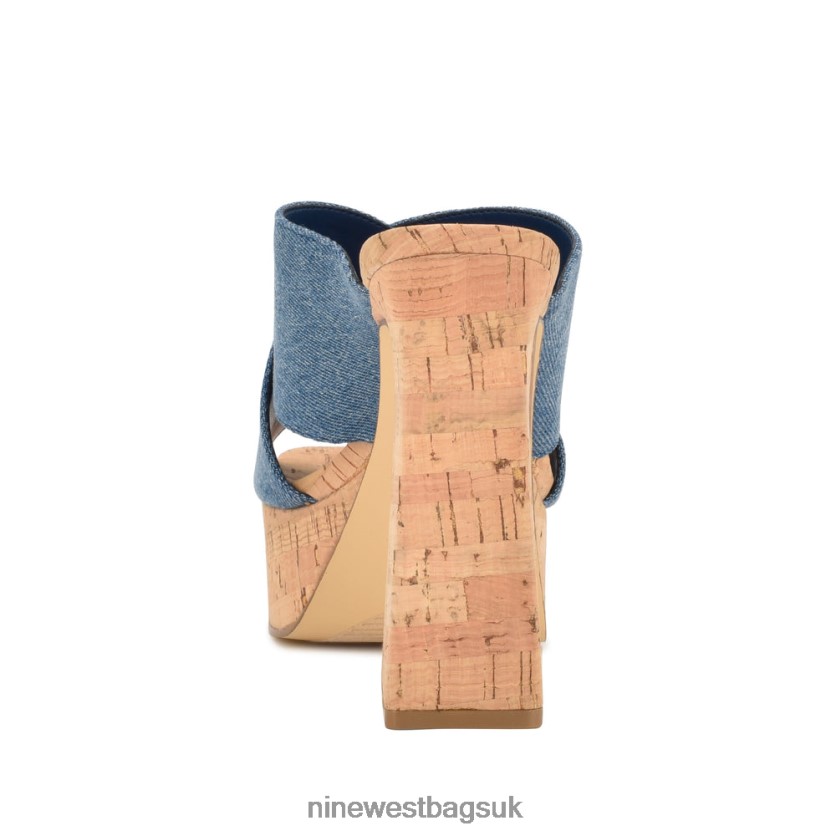 Nine West Girlz Platform Sandals RFX40B178 - Nine West Sandals UK Blue Denim