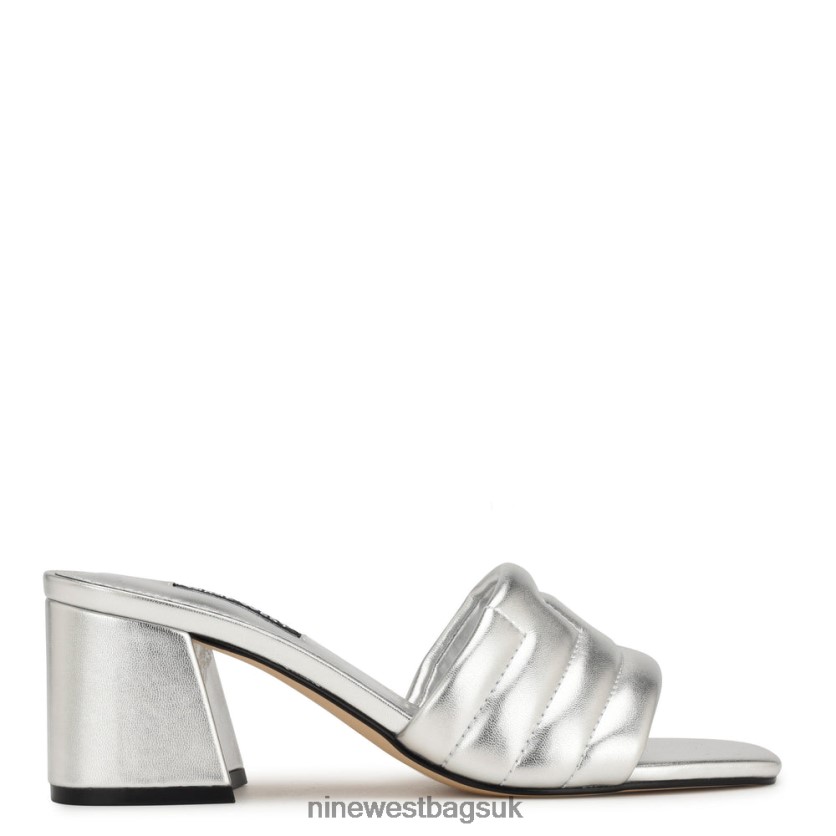 Nine West Glenra Heeled Slide Sandals RFX40B244 - Nine West Bags UK Silver